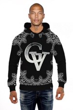 GEORGE V PARIS HOODIE BLACK WITH WHITE RHINESTONES FRONT AND BACK
