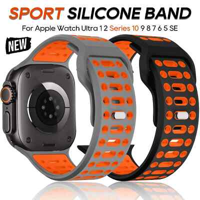 Sport Silicone Strap for Apple Watch 10 Ultra 49mm 46 45mm 44 42mm 40mm  Band