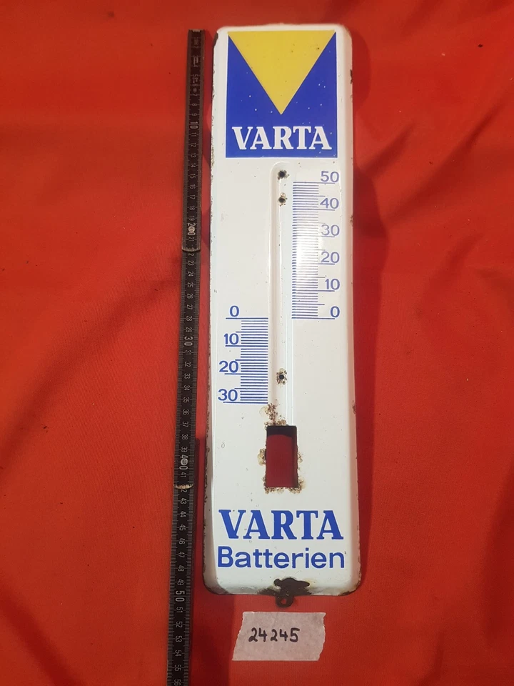Emailleschild Emaille Schild Thermometer Varta 50x13cm - Bild 2 von 4
