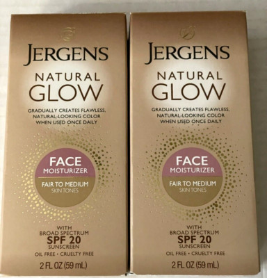 Jergens Natural Glow Face Moisturizer Fair To Med Skin Tones 2 Fl Oz SPF 20 X 2