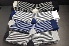 4 Pair Men's / Women's Crew Boots Socks 9-11 Medium Thick Shoe 6-11 Gray Stripe 