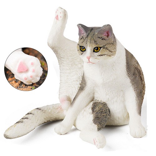 Gray Cat Action Statue Animal Figurine Model Home Ornament Decor Gift Xmas Toy - Picture 5 of 9