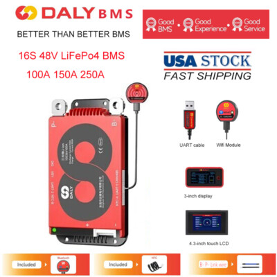Daly Smart BMS Lifepo4 16S 48V 100A 150A 250A Bluetooth BMS  with Balance lot
