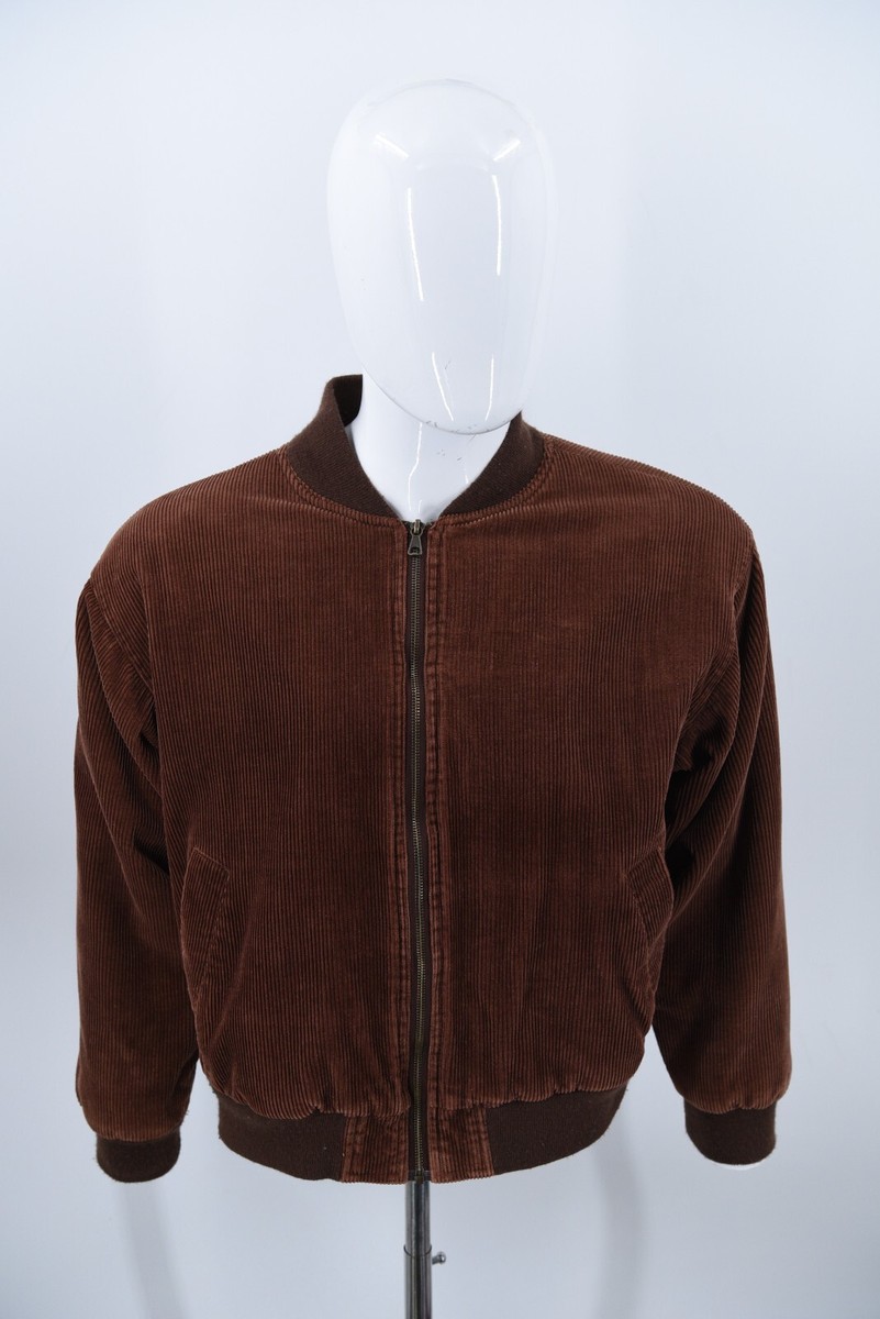 【Anyone more】Rian Vintage Corduroy Zip-Up Vintage Corduroy Zip Bomber Jacket - Brown - Mens Medium