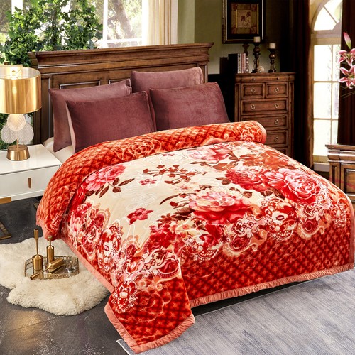 Manta Visón Floral Azul Rojo Suave Cálida Floral Vellón Queen King Mantas de Invierno - Imagen 15 de 37