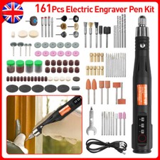 161Pcs Engraving Pen Glass Metal Ceramic Diamond Electric Micro Wood Tool Kit UK