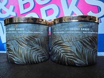 2 Bath & Body Works Ebony Sands 3-wick Candles 14.5 oz each