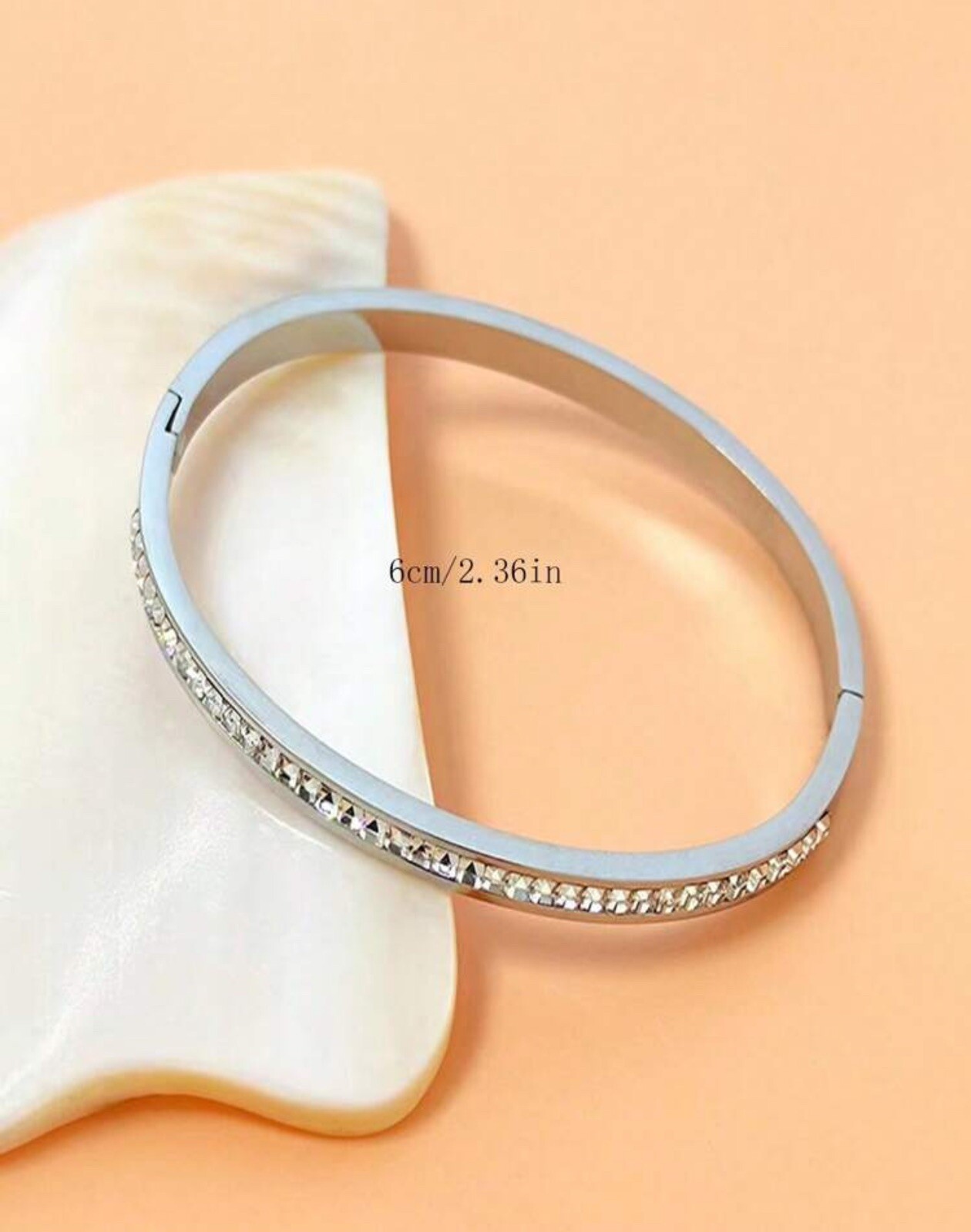 Bracelet en acier argenté de qualité supérieure incrusté d'un jonc zircon gris - 3