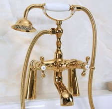 Brass Deck Mount Bathroom Tub Faucet Hand Shower Filler Water Mixer Tap 2na152