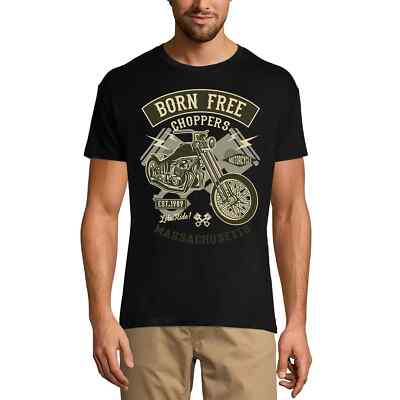 ULTRABASIC Herren T-Shirt Born Free Choppers - Massachusetts Motorcycle Born