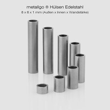 Edelstahl Distanzhülsen, ohne Innengewinde, bis M6 durchsteckbar, 8x6x1 mm