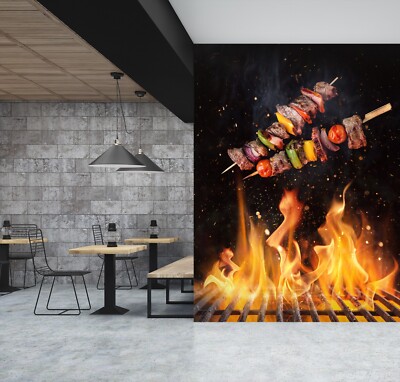 3D Grill Kebab Laden BBQ Q4322 Tapete Wandgemälde Fototapete Selbstklebend Kay