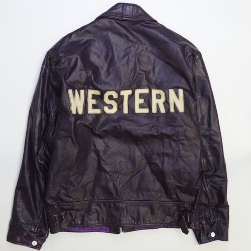Chaqueta universitaria de cuero Western University vintage talla mediana púrpura - Imagen 2 de 18