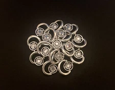 Vintage Sarah Coventry Silver Tone Metallic Rhinestones Floral Domed Brooch Pin