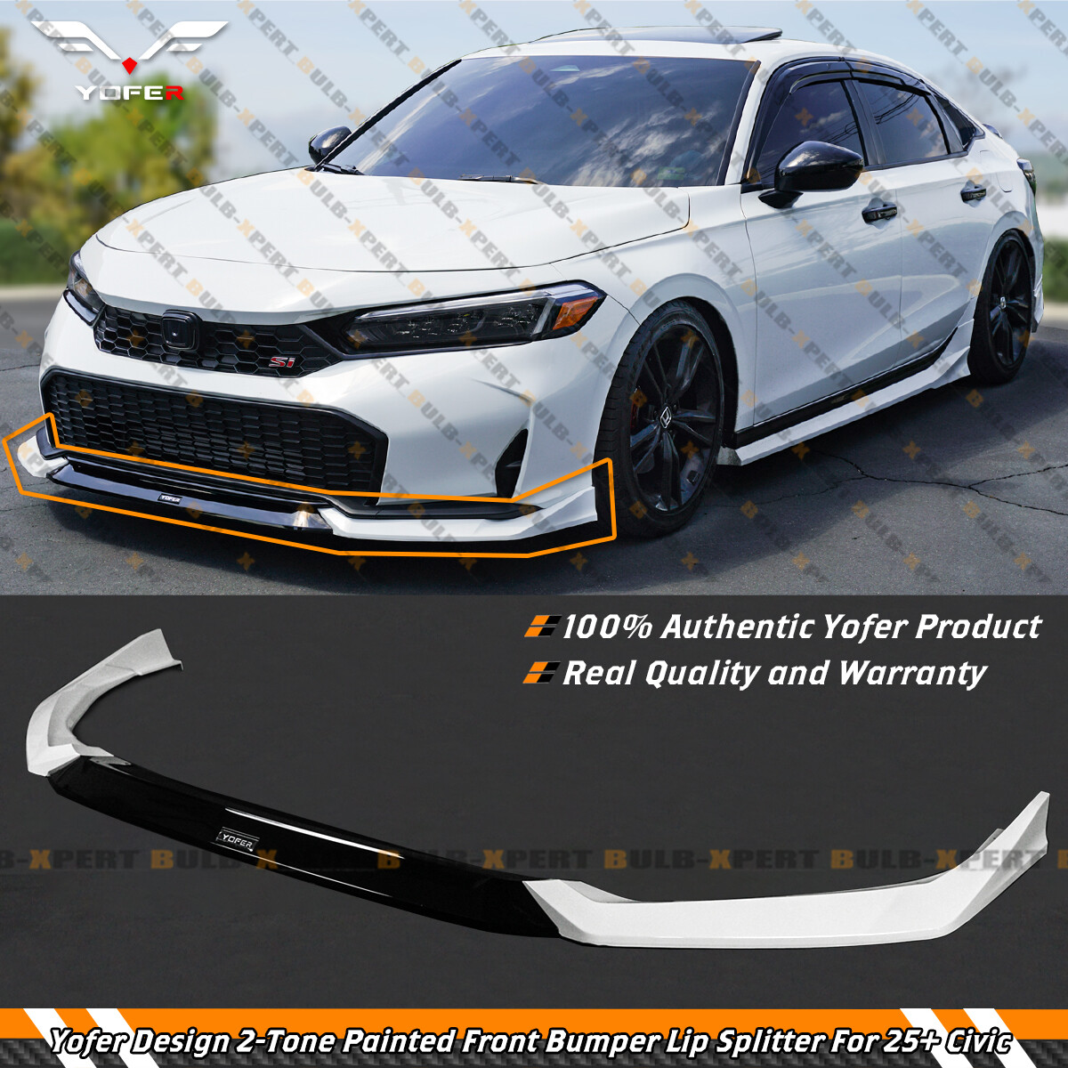 For 2025 Up Honda Civic Yofer Pearl White Black 2 Tone Front