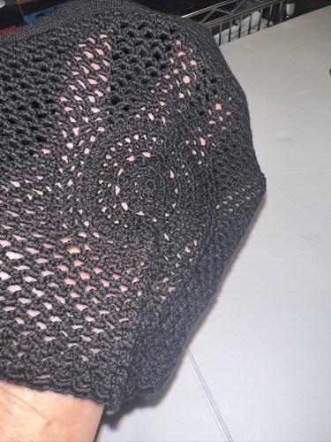 Evan Picone Sweater Blouse Short Sleeves Black 100% Cotton pullover V Neck PL - Picture 16 of 16