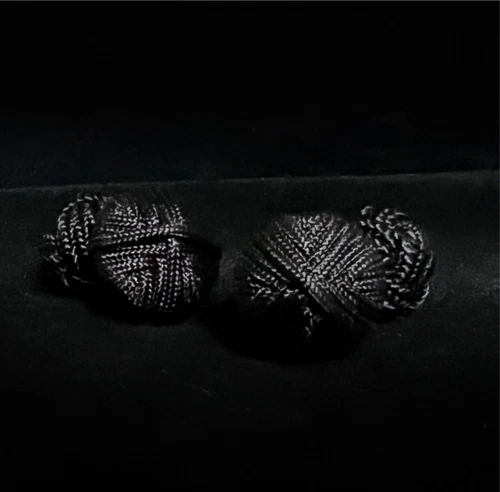 Prince of Scots Round Cap Silk Knot Cufflinks Solid Black Mens Formal Set