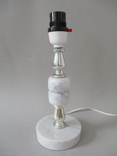 A Retro Vintage Small Table Lamp Side Light Grey Marble / Alabaster & Chrome GWO
