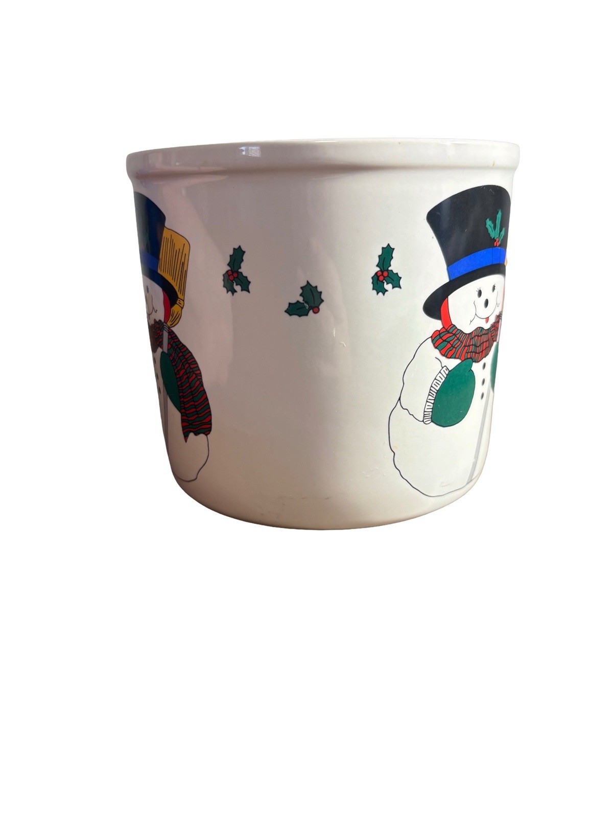 Vintage 1988 Inarco Holiday Christmas Snowman Holly 4.5” Pot