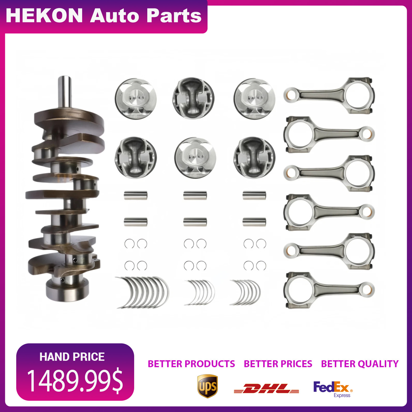 Engine Crankshaft Piston Kit Bearing Set Con Rod For Maserati Levante Ghibli 3.0
