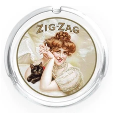 Zig-Zag Glass Ashtray • Vintage Lady Design • Smoking Accessory Collectible