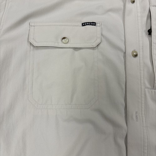 Poncho Shirt Mens 2X Ivory Magnetic Pockets Fishing Lightweight Vented Stretch - Picture 3 of 12