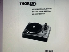 Thorens Td-535 Td535 Td 535 User Manual Digital