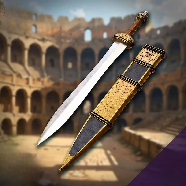 Espada Gladius Romana Damasco Hecha a Mano | Hoja Personalizada Histórica Full Tang