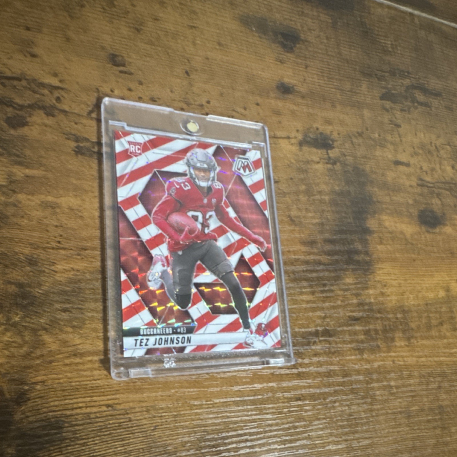 Panini 2025 Mosaic Tez Johnson Red & White Stripe Prizm Rookie #316 Buccaneers