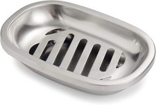 Silver Soap Dish SUS304 Stainless Steel Brushed Soap Dish with Drain Bathroom So