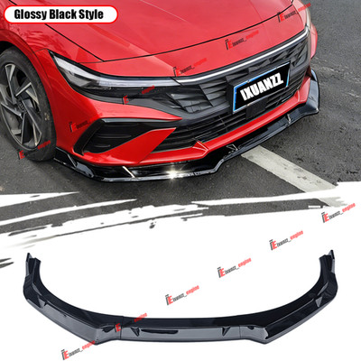 For 2024+ Hyundai Elantra Facelift Glossy Black Front Bumper Lip Splitter Kit