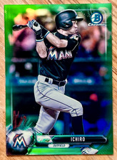 ICHIRO 2017 Bowman Chrome Base GREEN Refractor SP 91/99 Card #8 MIAMI MARLINS