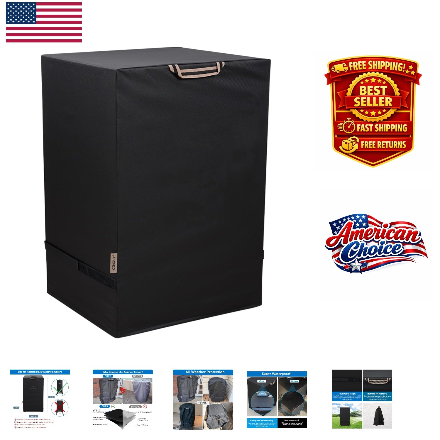 Heavy-Duty Electric Smoker Cover - Secure Fit for 30" Models
