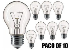Image of 10x 60 Watt GLS CLEAR LIGHT BULBS E27 BAYONET CAP OLD STYLE 60w Pack FREE SHIP