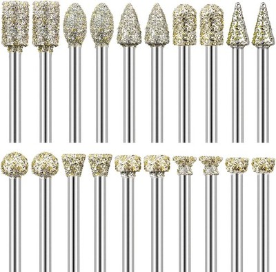 Diamant Fräser Schleifstifte Dremel 20 Stück 1 8 Schaft 6 mm für Stein Glas