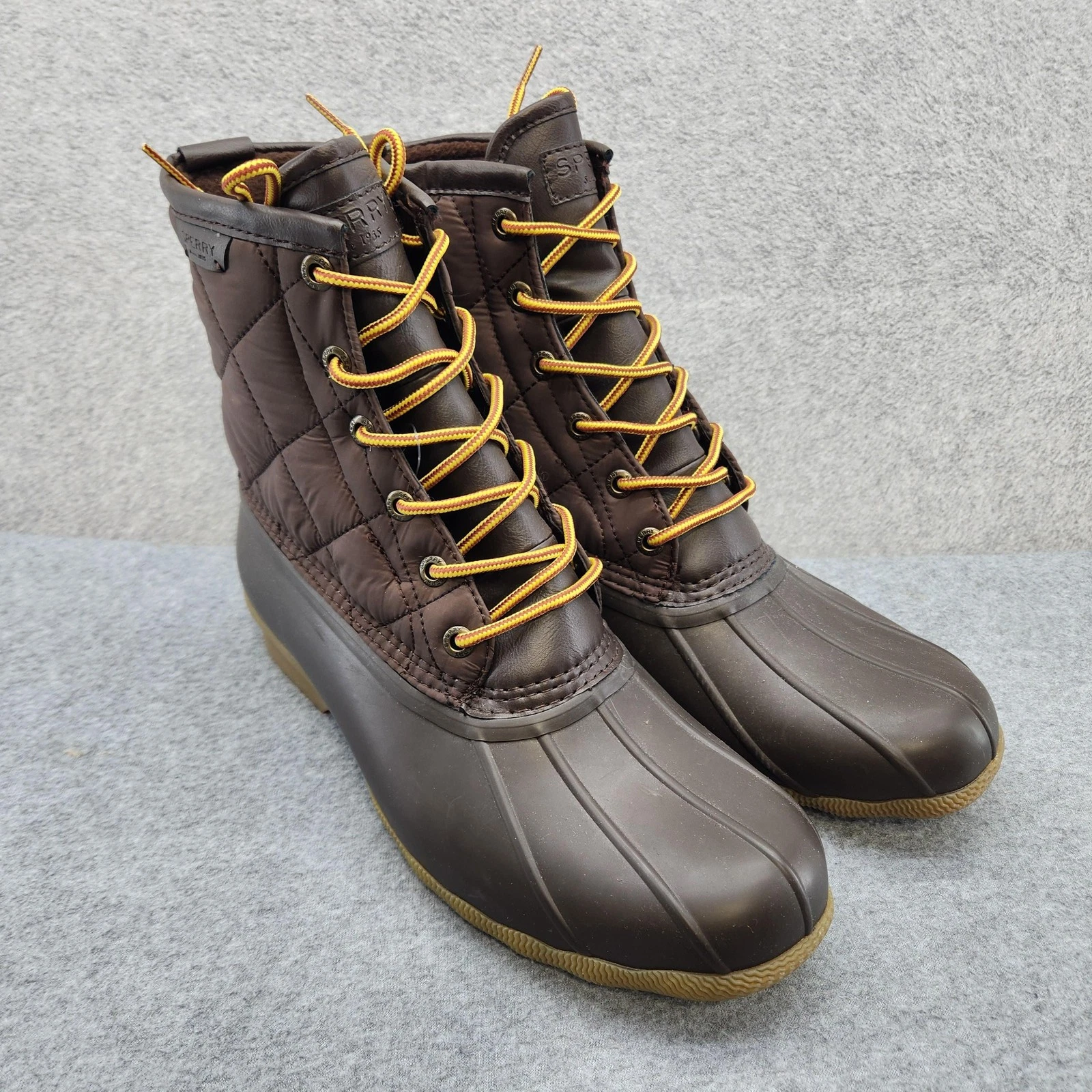 Sperry Top-Sider Boots Mens Size 9.5 Brown Quilted Nylon Duck Snow Boot STS24866
