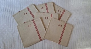 6 TORCHONS ANCIENS LIN 76 X 60 cm Neufs L2