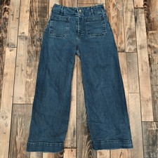 Maeve Anthropologie The Colette Jeans Womens 28 Blue High Rise Cropped Wide Leg