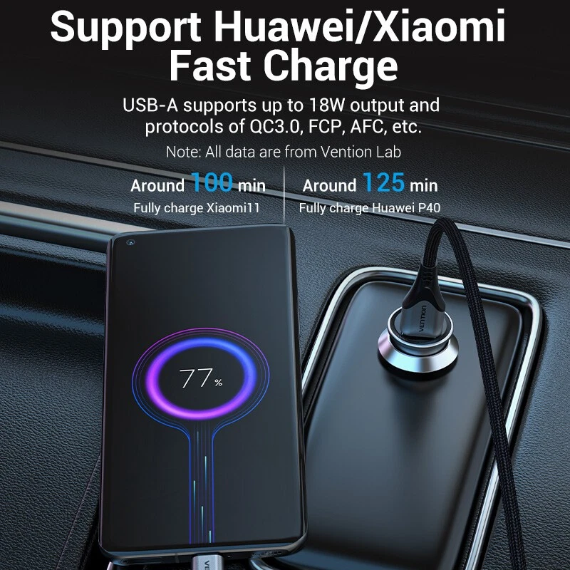Cargador de Coche Carga Rápida SCP QC4.0 QC3.0 USB Tipo C PD Coche Carga Rápida Teléfono Foto 2 de 4