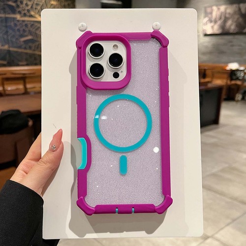 For iPhone 13 14 15 16 Pro Max 17 Air Glitter Magnetic Mag Safe Case Shockproof - Picture 2 of 11