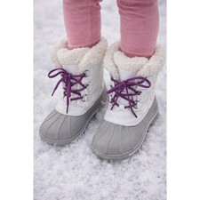 Cat Jack Kids White Gray Purple Thermolite Insulated Snow Boots Size 1