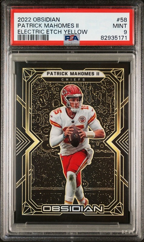 2022 Panini Obsidian - Patrick Mahomes II #58 Electric Etch Yellow /25 PSA 9