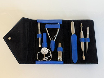Nippes Solingen Premium Manicure Nail Care Set 7 Piece + Blue Leather Case