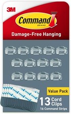 Command Round Cord Clips, Clear Cable Clips, 13 Clips & 16 Strips 0.75 per strip