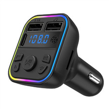 Car FM Transmitter Adapter Bluetooth 5.0 Type-C Dual USB Fast Charger Adapter