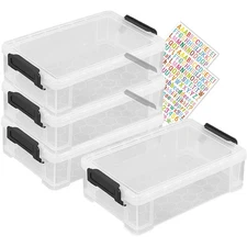 LATEEFAH Pencil Case, 4 Pack Plastic Pencil Box Clear Marker Organizer Storag...