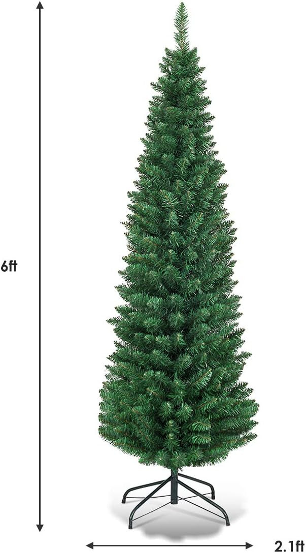 GOFLAME 6 FT Pencil Slim Christmas Tree, Artificial 6 FT, Green 