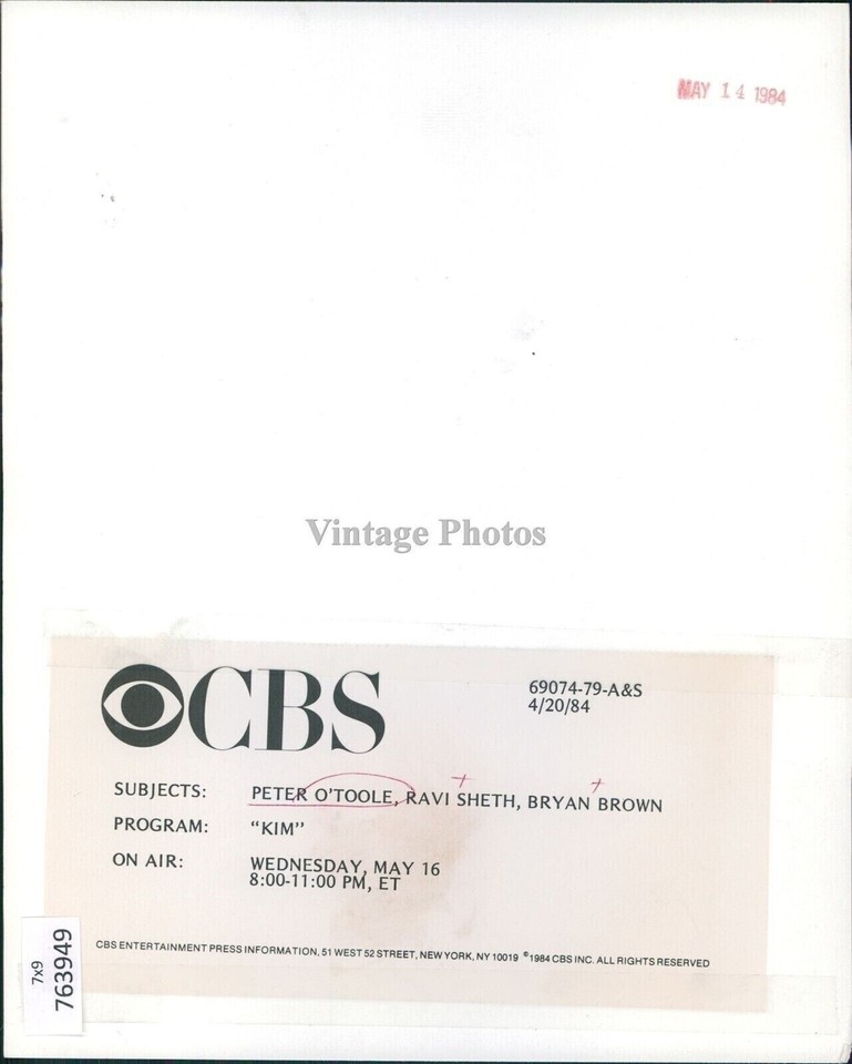 1984 Photo Peter O'Toole Ravi Sheth Bryan Brown In Kim Cbs Program ...