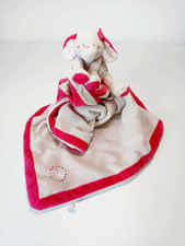 Doudou Plat/Couverture Pili Et Anna Eléphant Rose Beige Attache Tétine - Noukies