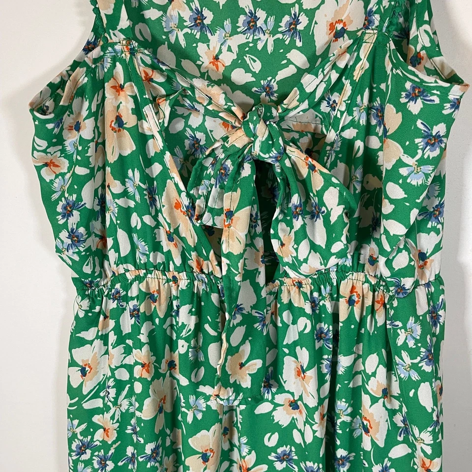 Jessica Simpson Womens Green Floral Sleeveless Maxi Dress with Back Tie Sm - Image 4 of 4